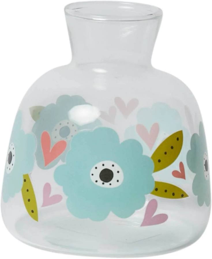 Belly Button Glass Vase - Hearts & Flowers
