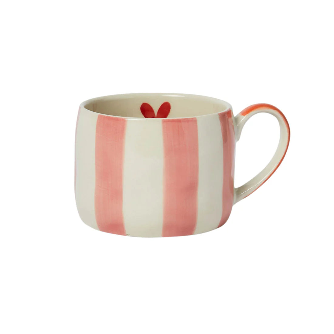 Belly Button Hand Painted Stoneware Mug - Stripes & Hearts