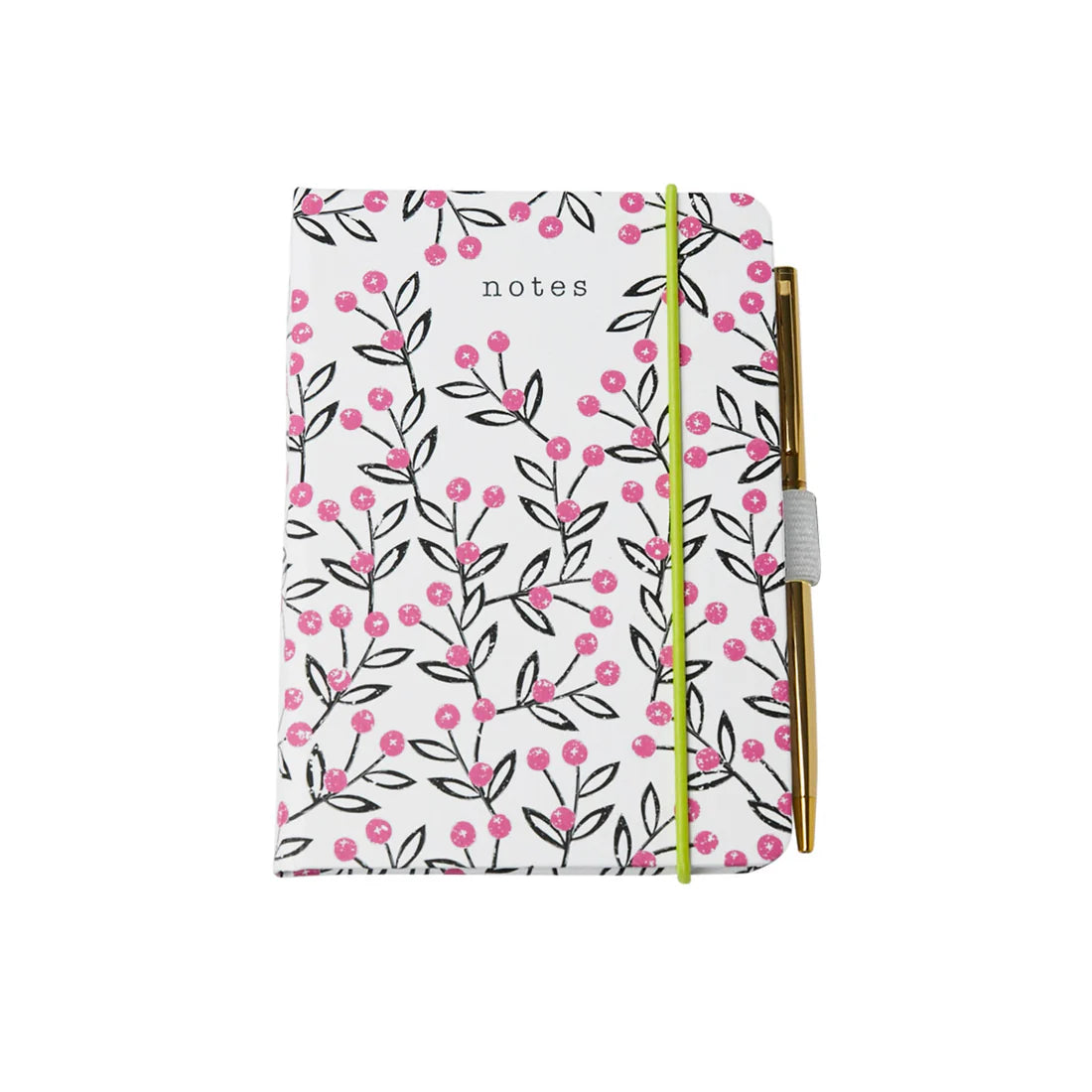 Belly Button Notebook with Pen - Pink Berries