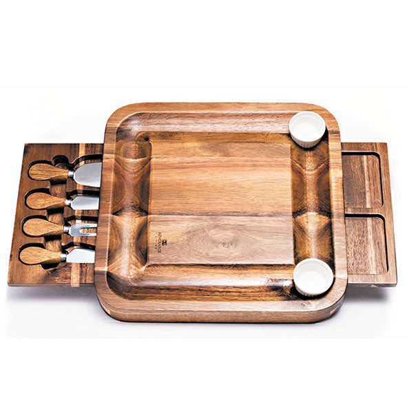 Newgrange Living Cheese Board Rectangular 2x Dishes & 4x Knives