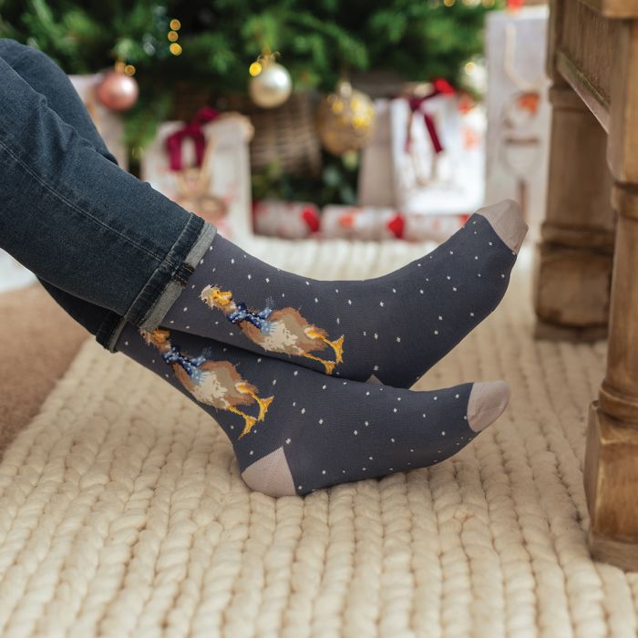 Wrendale Men’s ‘Christmas Scarves’ Duck Socks
