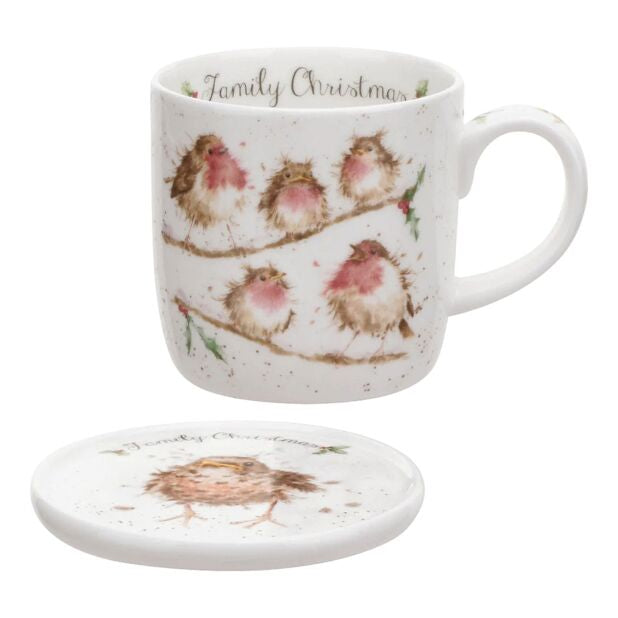Wrendale ‘Family Christmas’Mug and Coaster Set