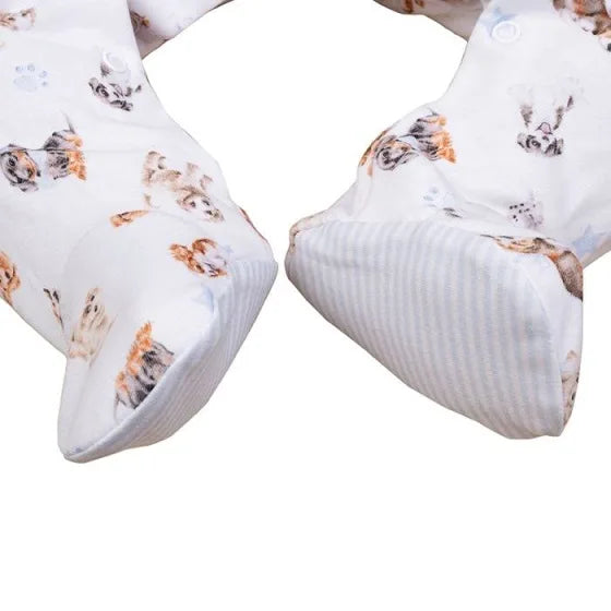 Wrendale ‘Little Wren’ Boys Little Paws Babygrow 6-9 Months