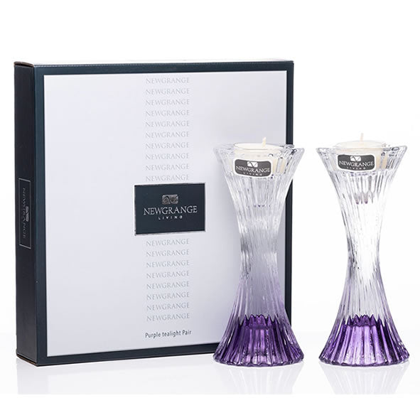 Newgrange Living Mauve Purple Tea Light Holder Pair