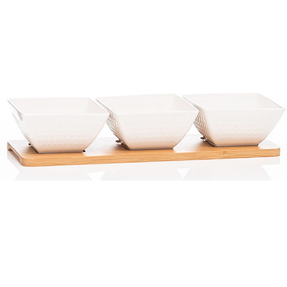 Newgrange Living Honeycomb White Ceramic Dip Tray Set
