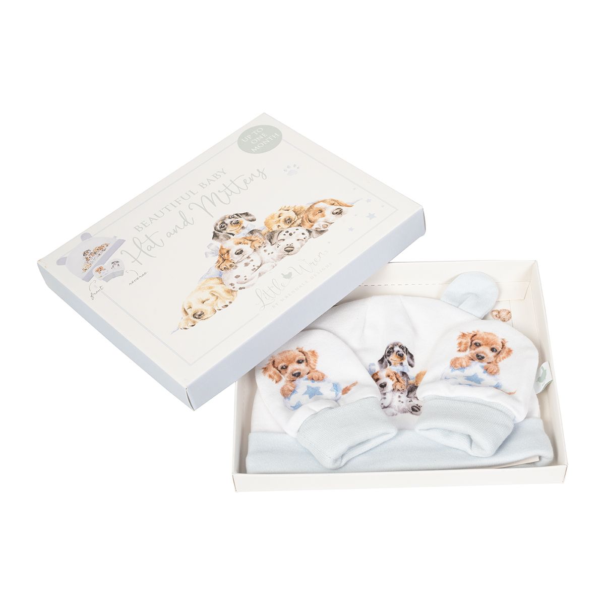 'Little Paws' dog Newborn Hat and Mitten Set